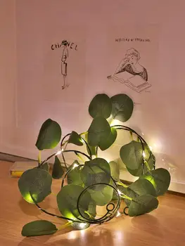 Studyset LED Listi Evkaliptusa Niz Luči Garland Vila Lučka Poročno Dekoracijo Doma