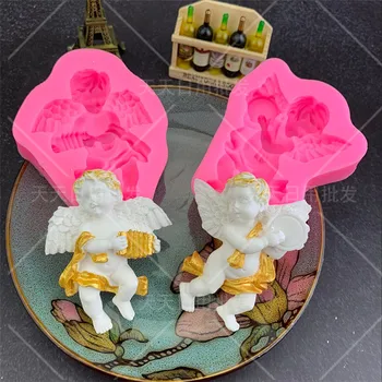 Sugarcraft Angel Fant Z Elektronskimi Organ 3D Silikonski Torto Plesni Fondat Torto Orodja Za Cupcake Torto Meji Plesni