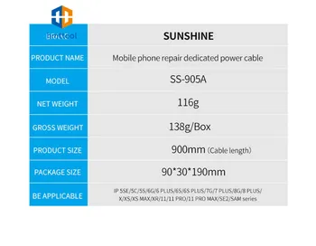 SUNSHINE SS-905A Za Samsung Android Telefon Napajanje Test Kabel Za iPhone 6-8 X XS 11 11PRO MAX Moč Žice Test Vrstici Orodja