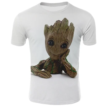 Superheroj Groot T-shirt Risanka za Otroke Zabavno T-shirt za Moške in Ženske 3D Tiskanje Baby Groot Cvetlični lonček Groot T-shirt 110-6XL