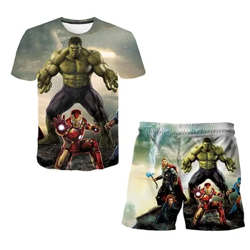 Superheroj Hulk - Spiderman - Poletje 2 Kos Določa Otroci Kompleti Oblačil Vrhovi + Hlače, Obleke, Fantje T-majice, Hlače 4 5 6 7 8 9-14 Let