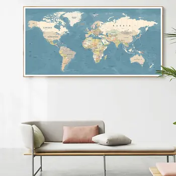 Svetovni Zemljevid Dekorativne Slike Platno Sodobne Plakat Nordijska Wall Art Tiskanje Velikih Velikosti Slikarstvo Moderne Študije Urad Soba Dekoracijo