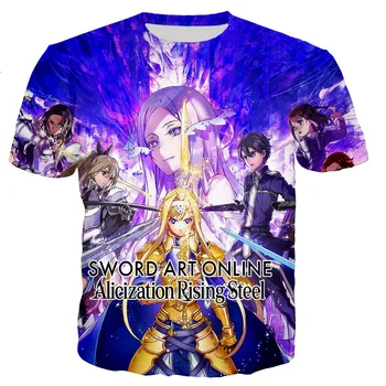 Sword Art Online T Srajce, Moške/ženske 3D Sword Art Online Natisnjeni T-shirt Priložnostne Harajuku Slog T-shirt Ulične Prevelik Vrhovi