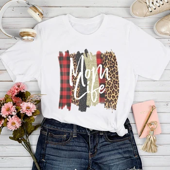 T-majice Ženske 2021 Leopard Ljubezen Moda Mama Mama Mama Moda Tshirt Vrh Damo Natisniti Oblačila Stilsko Dame Tee T-Shirt