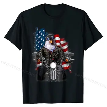 T-Shirt, Amerika Plešast Orel kot Kolesarja Vožnja Motocikla Priložnostne Vrhovi Majica za Moške Grafični Bombažne Majice s kratkimi rokavi Poletje