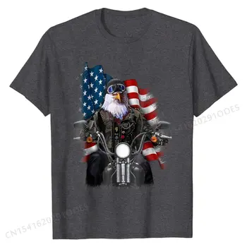 T-Shirt, Amerika Plešast Orel kot Kolesarja Vožnja Motocikla Priložnostne Vrhovi Majica za Moške Grafični Bombažne Majice s kratkimi rokavi Poletje