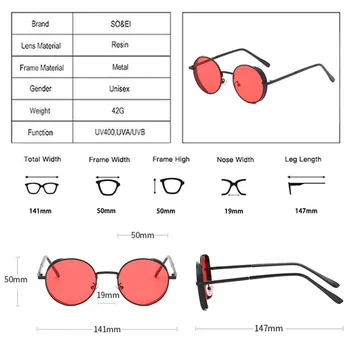 TAKO&EI Letnik Steampunk sončna Očala Ženske Krog Retro Očala Jasno Ocean Gradient Leče za Očala Odtenki Moških Punk sončna Očala UV400