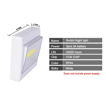 Tcosqy cob stikalo luči čip vir svetlobe magnetni sesalne in vijak način namestitve napajanje baterija noč svetlobe