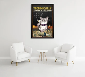 Tehnično Alkohol Je Rešitev Mačka Plakat Wall Art Platno Slikarstvo Sliko Natisniti Doma Dekor Cuadros Za Dnevno Sobo Modularne