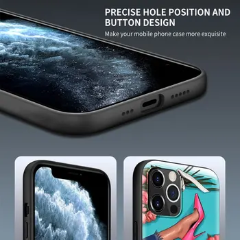 Telefon Primeru Za Apple iPhone 11 7 12 Pro Black Soft Capa Za iPhone XR X XS Max 6 6S 8 Plus SE Pokrov Moda Dekleta Čevlji