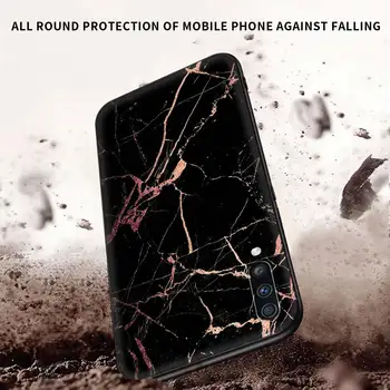 Telefon Primeru Za Samsung Galaxy A51 A71 A21s A50 A70 A31 A10 A20e A41 A11 A20s A30 A40 Črno Lupino Kritje Marmorja Vzorec Zlato Folijo