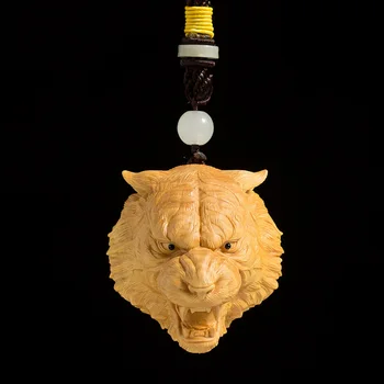 Tiger Glavo, 5 cm Leseni Kip Kitajski Zodiak Lesa Carvinga Avto Visi Feng Shui Doma Dekoracijo Obesek Lesa Obrti