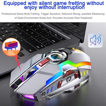 Tiho Polnjenje Gaming Miška Wireless Mouse Darkice RGB Barvna Lučka Nastavljiv Osvetljen Gumb USB 2.4 G Miši Za Prenosni RAČUNALNIK