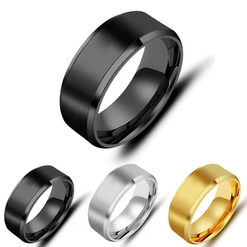 Trendy 8 mm Širina Moških Titana Jekla Poročni prstan Prstan Ženske, Nakit Darilo Klasičnih Obroč iz Nerjavečega Jekla