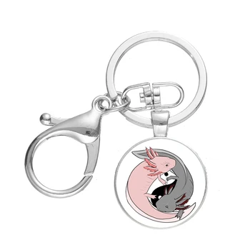 Trendy Kawaii Axolotl Keychain Steklena Kupola Živali Design Jastog Zaponko Obesek Ključnih Verige Visoke Kakovosti obesek za ključe, za Prijatelje, Darilo