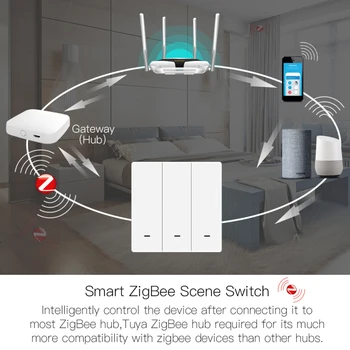 Tuya ZigBee 1-3 Banda WiFi Smart Stikala Za Luč Z Luxuray Pritisni Gumb Preklopi Smart Stensko Stikalo Glas Delo Z Alexa Googlova Domača Stran