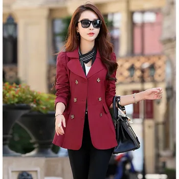 UHYTGF korejski jarek plašč za ženske modni Slim-fit Plus velikost ženske oblačila Dvojno zapenjanje Sladko tanke jarek krilo plašč X21