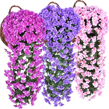Umetni Vijoličen Cvet Stranka Dekoracijo Simulacije Valentinovo Poroka Steni Visi v Košarico Cvet Orhideje ponaredek Cvet