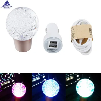 Univerzalni Fit Kristalno Kroglo Slog Disco LED Osvetljeni Avto Prestavna Ročica Z Polnilec in Podatkovni Kabel LED prestavna Ročica