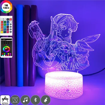 Ura Znanja namizne Svetilke Igro Overwatch DVA slika se Spremeni barva LED baterijsko Stranka Dekoracijo 3d Akril Noč Svetlobe