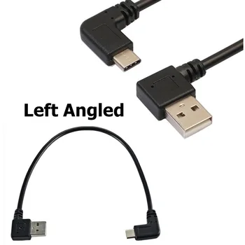 USB 2.0 Tip A Moški Na USB-C 3.1 Plug Levo /Desno pod Kotom Kabel Podatkov Polnilnik Vodijo 25 CM