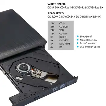 USB 3.0/TIP-C DVD-ROM, CD-RW, CD-ROM predvajalnik Zunanji Optični Pogon DVD Prenosni Snemalnik za Macbook Prenosni Računalnik pc Win7/8/10