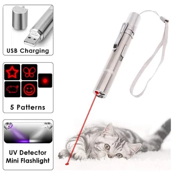 USB 3 V 1 Polnilna Laser Pero Smešno Mačka Ima Igrače Mini Svetilka Laser LED Luči Mačka Svetlobe Nasvetov Smešno Interaktivne Igrače
