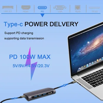 USB C HUB Tip C za Multi Strele 3 HUB HDMI Adapter Dock za MacBook Pro PD Pribor za Ločevanje Vrata USB 3.0 Tip C HUB