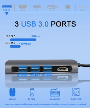 USB C HUB Tip C za Multi Strele 3 HUB HDMI Adapter Dock za MacBook Pro PD Pribor za Ločevanje Vrata USB 3.0 Tip C HUB