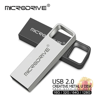 USB Flash Disk Kovinski Pendrive128GB High Speed USB Ključek 32GB Pen Drive 64GB nepremočljiva 16GB USB Flash 8GB 4GB Brezplačno key ring