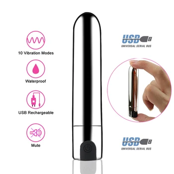 USB polnjenje Mini Bullet Vibrator 10 Hitrost Nepremočljiva G-spot Vaginalne Klitoris Stimulator Analni Dildo, Vibrator Sex Igrača Sovražnik Ženska