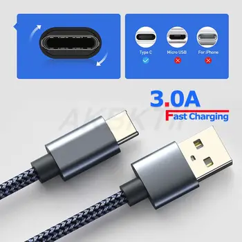 USB Tip C C Kabel za Samsung S21 Ultra S10 3A Hitro Polnjenje, Tip C Polnilnik Podatkovni Kabel za Redmi Opomba 10 Pro USB C Kablu Žice