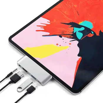 USB Tip-C Hub Adapter 4 v 1 USB Tip C C ZA PD Polnjenje 4K HDMI-CompatibleUSB 3.0 & 3.5 mm Jack Za iPad Pro Tablet Hub