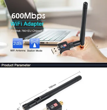 USB Wifi Adapter 300M/600Mbps 2,4 GHz Wifi Sprejemnik, Brezžična Omrežna Kartica USB2.0 Wi-fi Visoke Hitrosti Antene Wifi Adapter