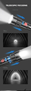 USB XHP70.2 Taktično Svetilko za ponovno Polnjenje Močna LED Lanterna Zoomable Vodotesno Svetilko Moči Banke Izhod Tabor Baklo