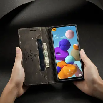 Usnje Mat Ohišje Za Samsung Galaxy A21s Primeru Flip Denarnice Pokrovček Za Samsung A21 S Magnetni Telefon Vrečke Primeru S Stojalom