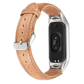 Usnje Watch Trak za Xiaomi Mi Pasu 5 4 3 Nerjavečega Jekla Watch Primeru krije Pravega Usnja Watchbands za moj pas 3 4 5