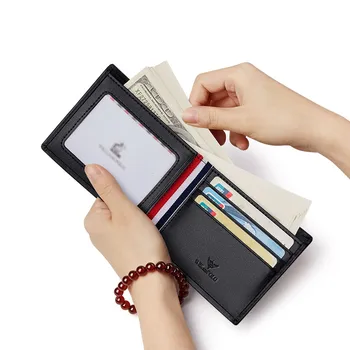 Usnjena moška denarnica kratek zložljiva modni posel večnamensko mehko usnje kartico vrečko enostavno prosti čas vozniško dovoljenje denarnice