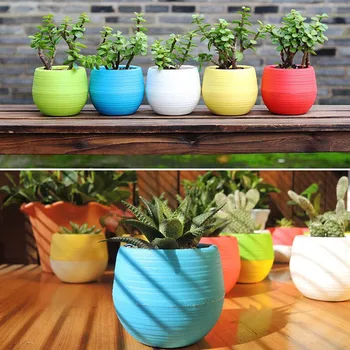 Ustvarjalne Okolju prijazno Pisane Mini Krog Plastični Rastlin Cvetlični Vrt Pot Domov Office Dekor Planter Mini Vaza Vrt