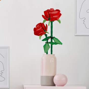 Ustvarjalne Rose Šopek Gradnik Modela Dekle Darilo za Valentinovo Romantično Cvet Rastlin Doma Dekoracijo DIY Sestavljeni Igrača