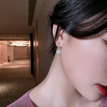 V-543 S925 srebrno iglo korejski Baročnem slogu pearl cvet diamant čisti rdeči temperament uhan ženski uhani
