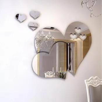 V obliki srca Toplo Ogledalo 3d Akril Stenske Nalepke Nalepke Diy Sobi Doma Art Zidana Dekor snemljiva samolepilni Doma Decors