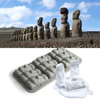 Velikonočni Otok Moai Kipi iz Kamna Ledu Pladenj za Ledene Kocke DIY Plesni Žele Puding Plesni