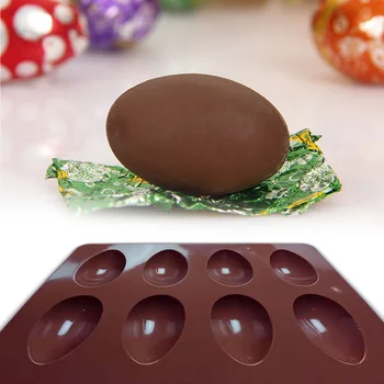 Velikonočno Jajce Silikonsko Plesni 8--cup Egg Obliki Čokolade, Plesni, Hrana Razred Pladenj za Torto Plesni Torto Dekoracijo Plesni DIY Peko Velikonočnih Orodje