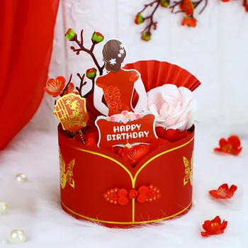Vesel materinski Dan, Rojstni dan Torta Pokrivalo Antike Cvetje CheongSam Cupcake Poročno Dekoracijo Stranka, Pecilni Dobave DIY Nova