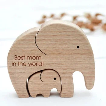 Vesel materinski Dan Slon Mama In Baby Slon Lesena Obrt Počitnice Okraski, Darila Za Mame Zahvala Matere