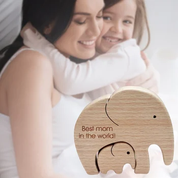Vesel materinski Dan Slon Mama In Baby Slon Lesena Obrt Počitnice Okraski, Darila Za Mame Zahvala Matere
