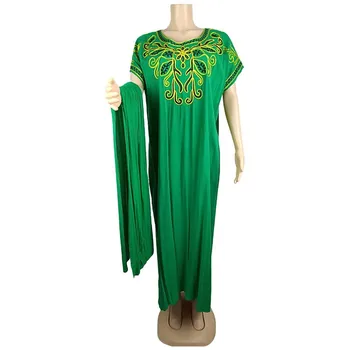 Vezenje Afriške Modela Kratek Rokav Vintage Plašč Halje Muslimanskih Svoboden Lady Stranka Dashiki Obleko Abaya Dubaj Maxi Bazin In Šal