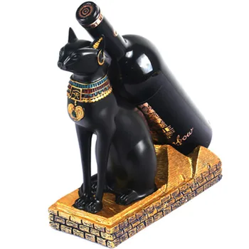 Vino Rack Kip Egipčanske Mačka Steklenico Vina Držalo, Stojalo Starem Egiptu Skrivnostno Smolo Plovila za Domačo dnevno Sobo Bar C1