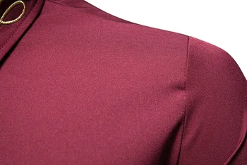 Vino Rdeče Vezenje Mens Obleko Srajce 2021 Stilsko Nezakonitih Gumb Long Sleeve Majica Moški svate Majica Moška Srajca 2XL